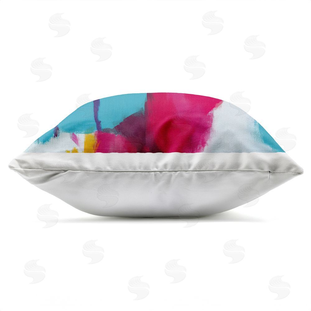 Chromatic Storm Studio Expressive Palm Tree Gaze Outdoor Square Printed Throw Pillow Side View with Zipper Detail