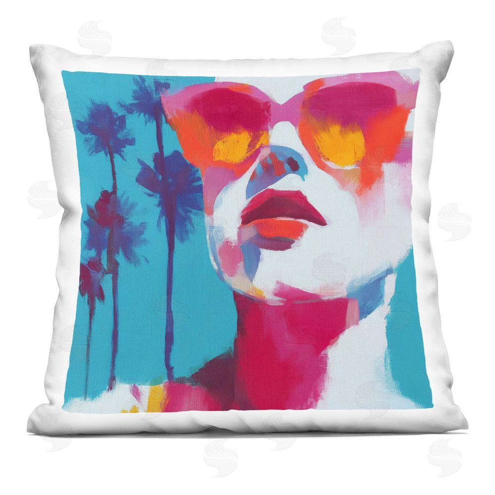 Chromatic Storm Studio Expressive Palm Tree Gaze Square Printed Throw Pillow