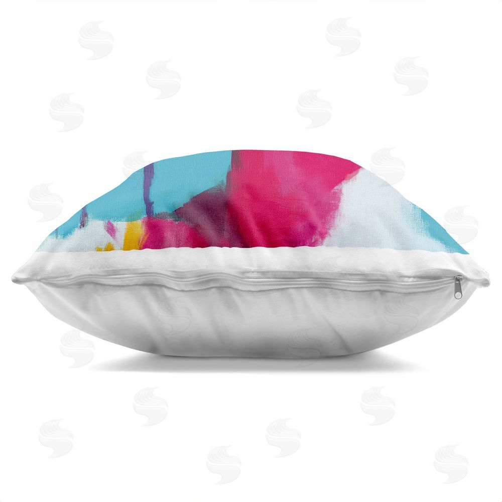 Chromatic Storm Studio Expressive Palm Tree Gaze Square Printed Throw Pillow Side View with Zipper Detail