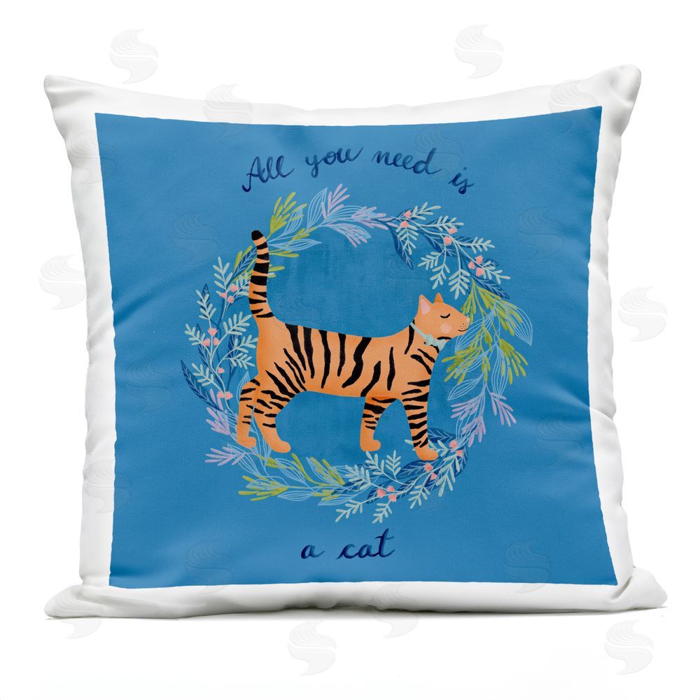 Metka Hiti All You Need Is A Cat Outdoor Quick-Dry Polyester Square Throw Pillow