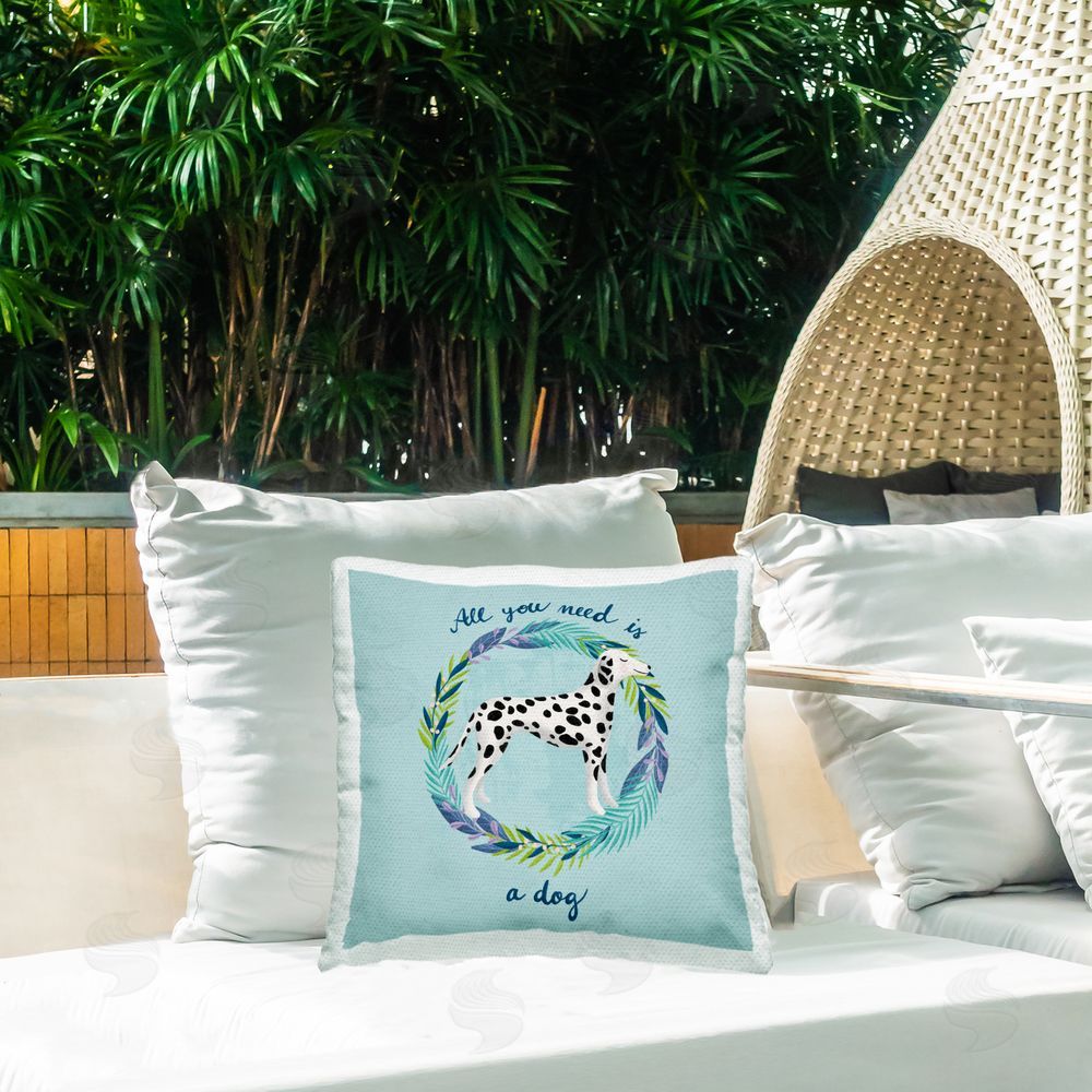 Metka Hiti All You Need Dalmatian Dog Outdoor Quick-Dry Polyester Printed Square Pillow on Patio