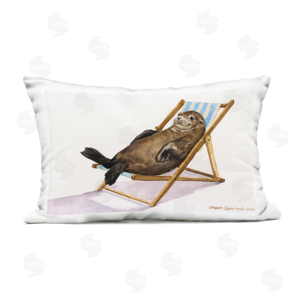 George Dyachenko Sea Lion Relaxing Outdoor Quick-Dry Polyester Lumbar Pillow