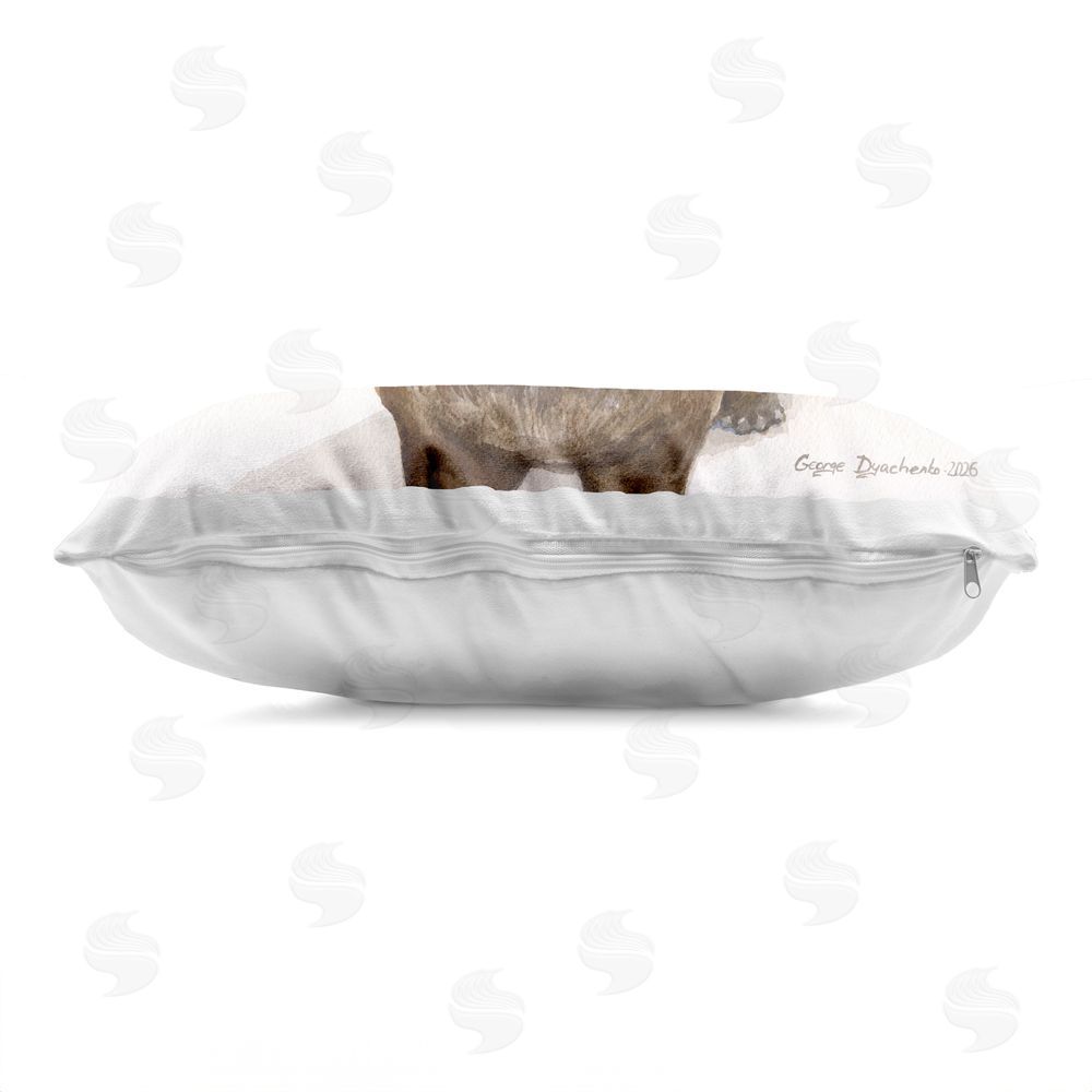 George Dyachenko Cute Sniffing Otter Indoor Plush Polyester Lumbar Pillow Zipper Detail