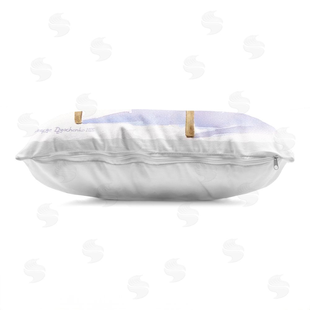 George Dyachenko Husky Perched on Chair Indoor Plush Polyester Lumbar Pillow Zipper Detail