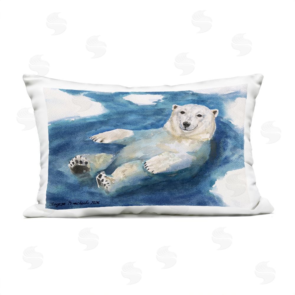 George Dyachenko Floating Polar Bear Bath Time Outdoor Quick-Dry Polyester Lumbar Pillow