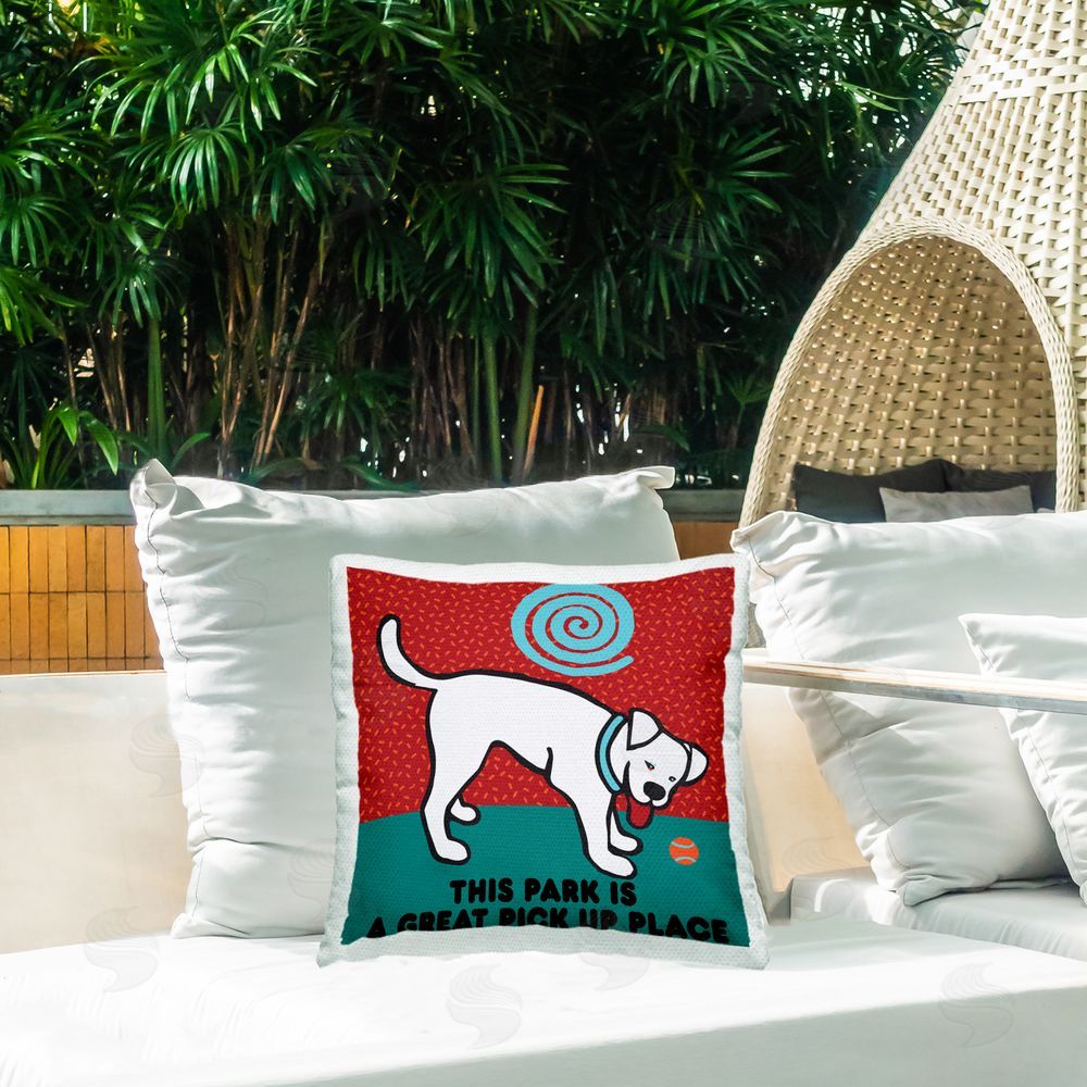 Hillary Vermont This Park Is Great Dog Outdoor Quick-Dry Polyester Printed Square Pillow on Patio