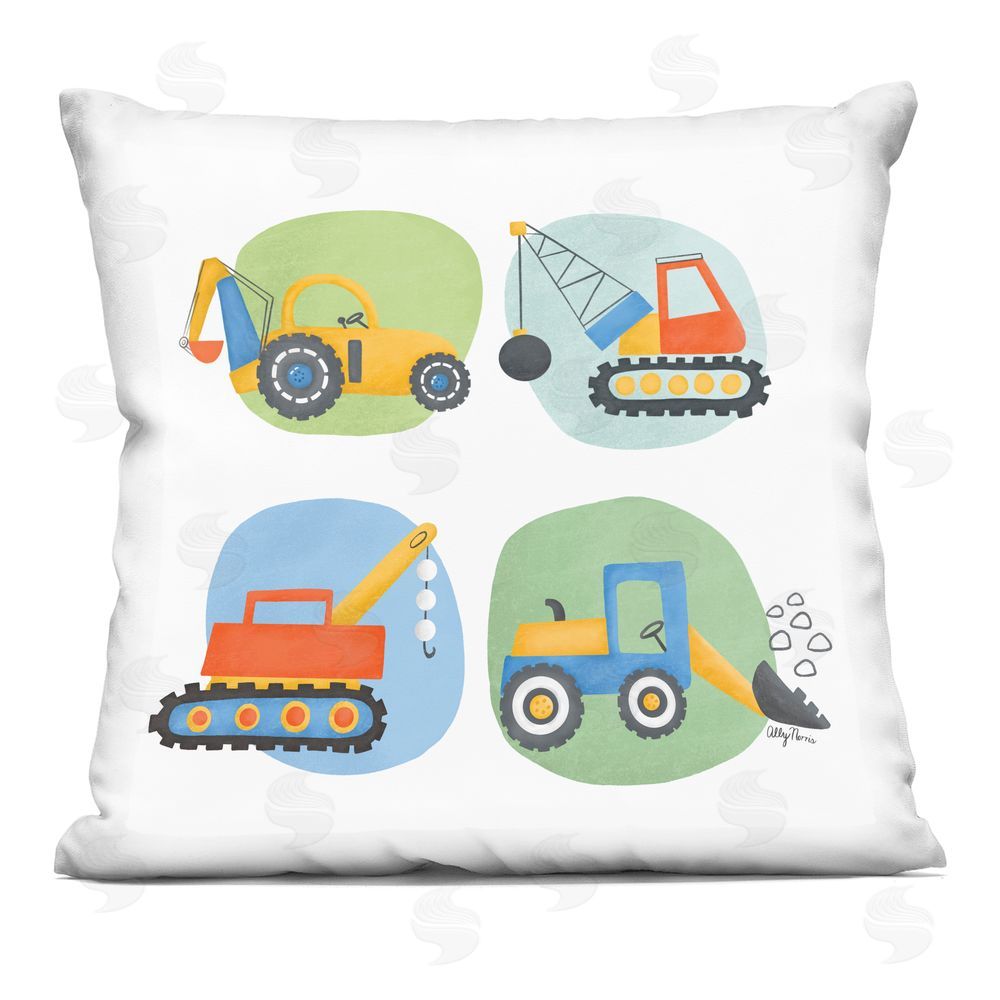 Allyson Norris Transportation Construction Vehicles Indoor Plush Polyester Square Throw Pillow