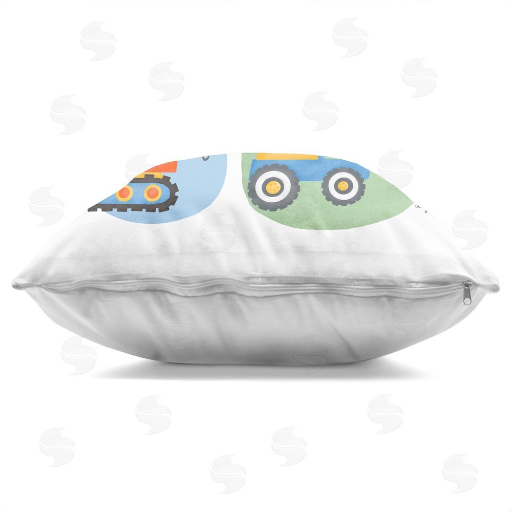 Allyson Norris Transportation Construction Vehicles Indoor Plush Polyester Square Throw Pillow Zipper Detail
