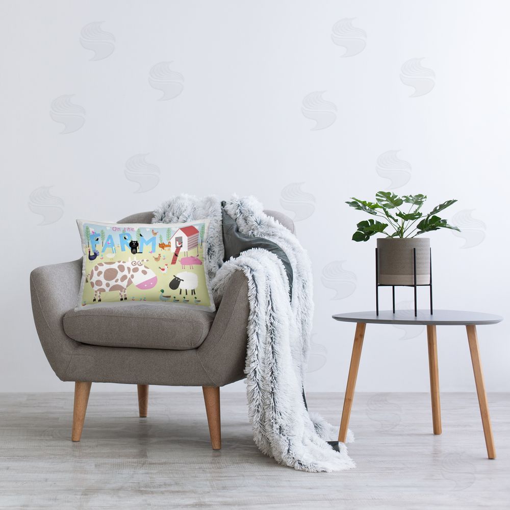 Carla Daly Critters On The Farm Plush Polyester Printed Lumbar Pillow on Chair