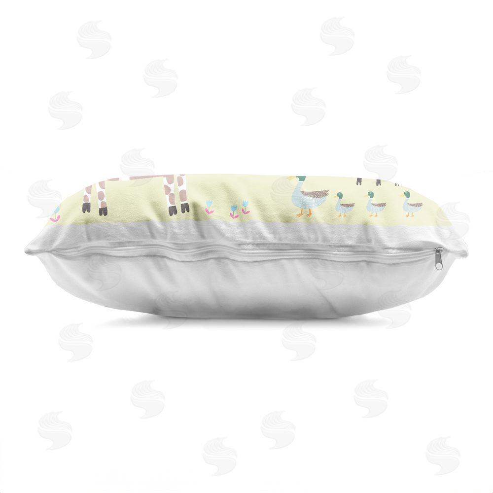 Carla Daly Critters On The Farm Indoor Plush Polyester Lumbar Pillow Zipper Detail