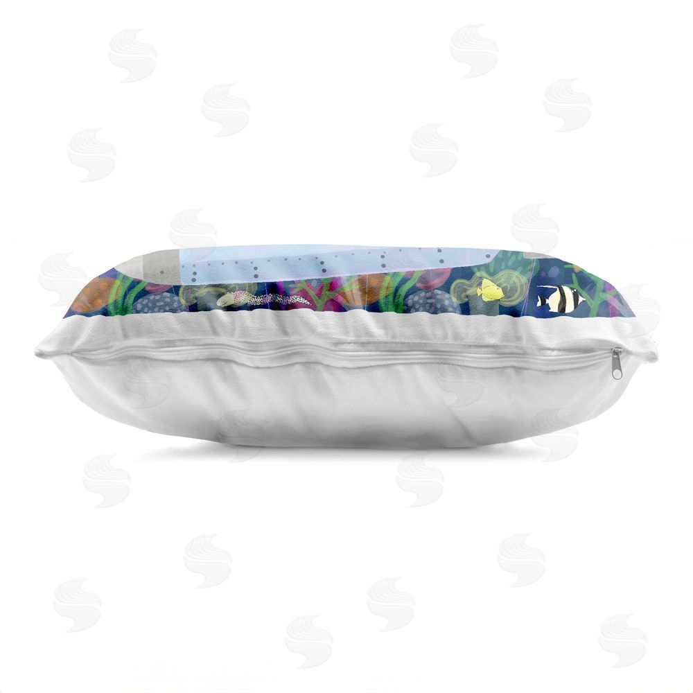 Carla Daly Ocean Submarine Animal Adventure Indoor Plush Polyester Lumbar Pillow Zipper Detail