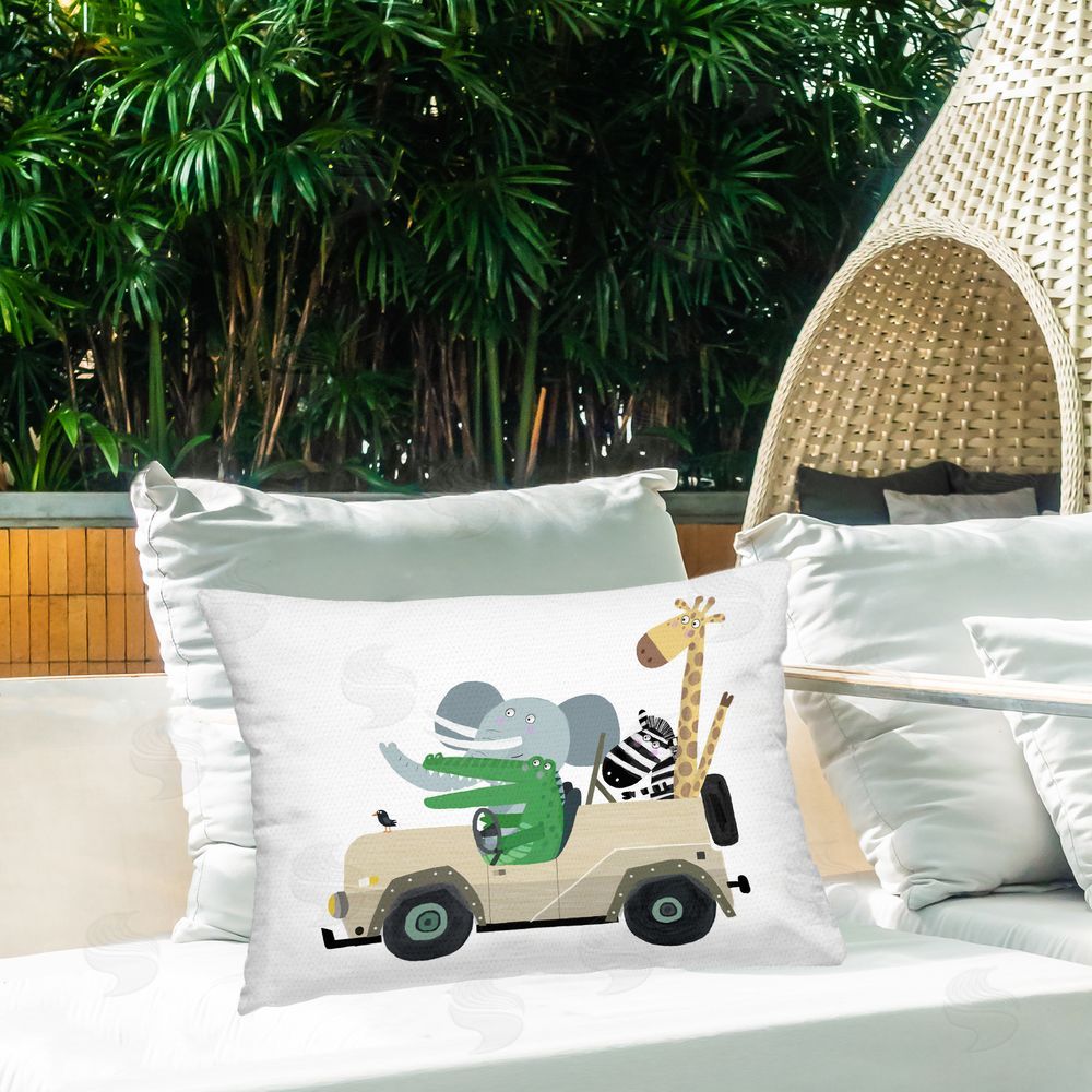 Carla Daly Critters on Safari Adventure Outdoor Quick-Dry Polyester Printed Lumbar Pillow on Patio