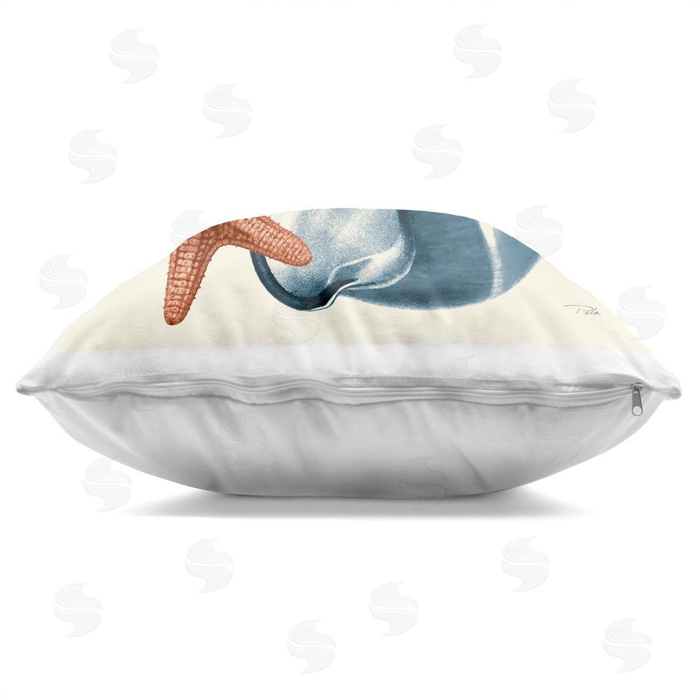 Pela Studio Ocean Life Shell & Starfish Indoor Plush Polyester Square Throw Pillow Zipper Detail