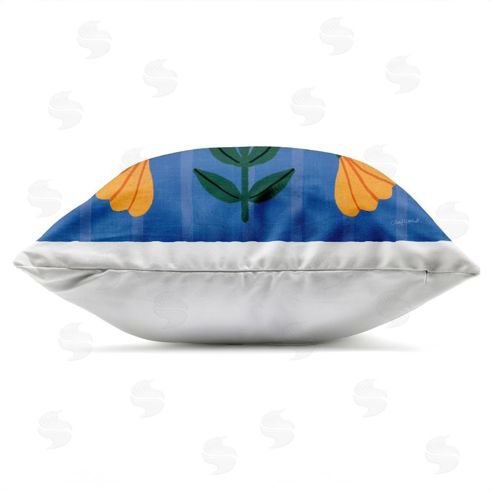 Cheryl Warrick Modern Symmetry Blooms Outdoor Quick-Dry Polyester Square Throw Pillow Zipper Detail