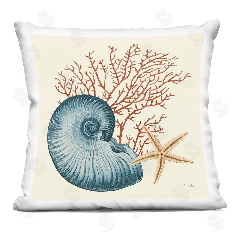 Pela Studio Ocean Life Nautilus Indoor Plush Polyester Square Throw Pillow