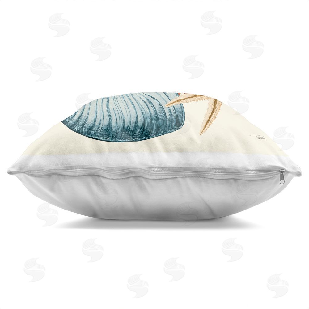 Pela Studio Ocean Life Nautilus Indoor Plush Polyester Square Throw Pillow Zipper Detail