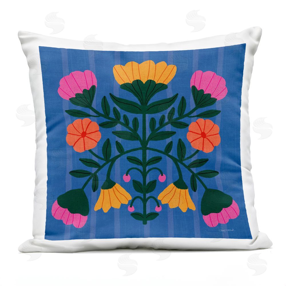 Cheryl Warrick Rotating Petals Symmetry Outdoor Quick-Dry Polyester Square Throw Pillow