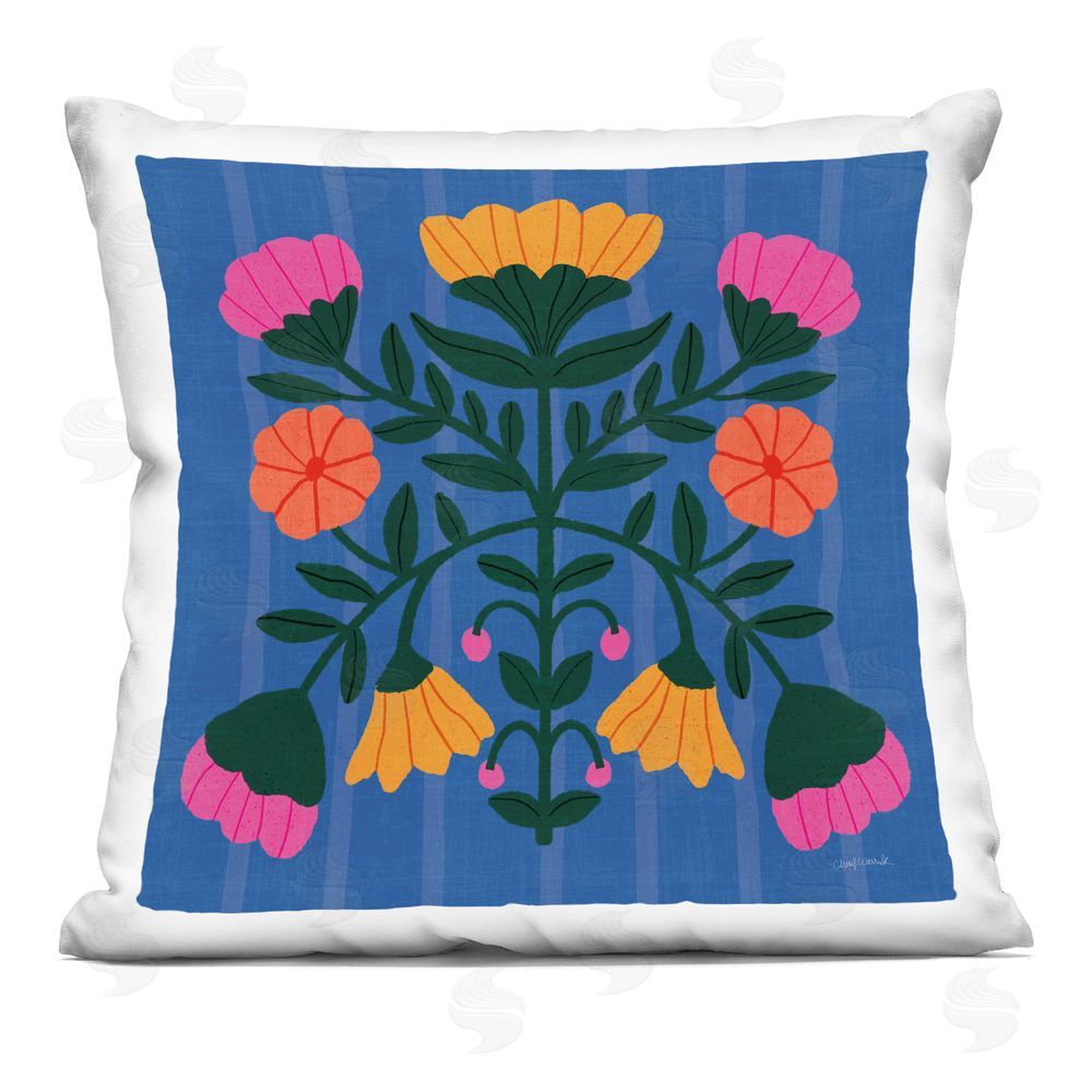 Cheryl Warrick Rotating Petals Symmetry Indoor Plush Polyester Square Throw Pillow