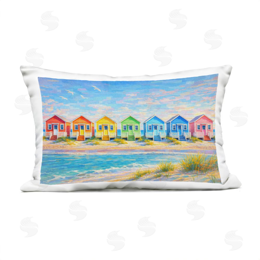 Ziwei Li Rainbow Beach Cottages Outdoor Quick-Dry Polyester Lumbar Pillow