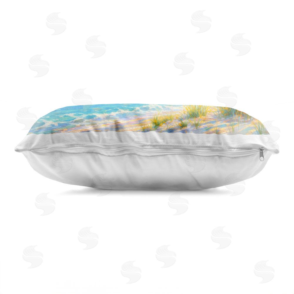 Ziwei Li Rainbow Beach Cottages Indoor Plush Polyester Lumbar Pillow Zipper Detail