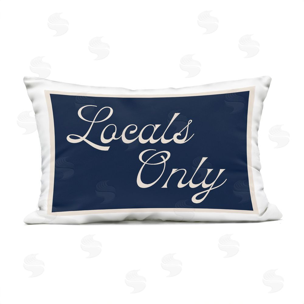 Lil' Rue Locals Only Blue Script Outdoor Quick-Dry Polyester Lumbar Pillow