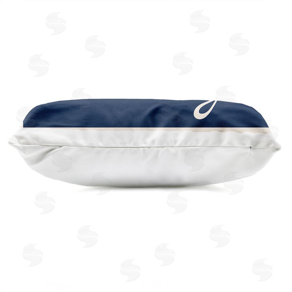 Lil' Rue Locals Only Blue Script Outdoor Quick-Dry Polyester Lumbar Pillow Zipper Detail