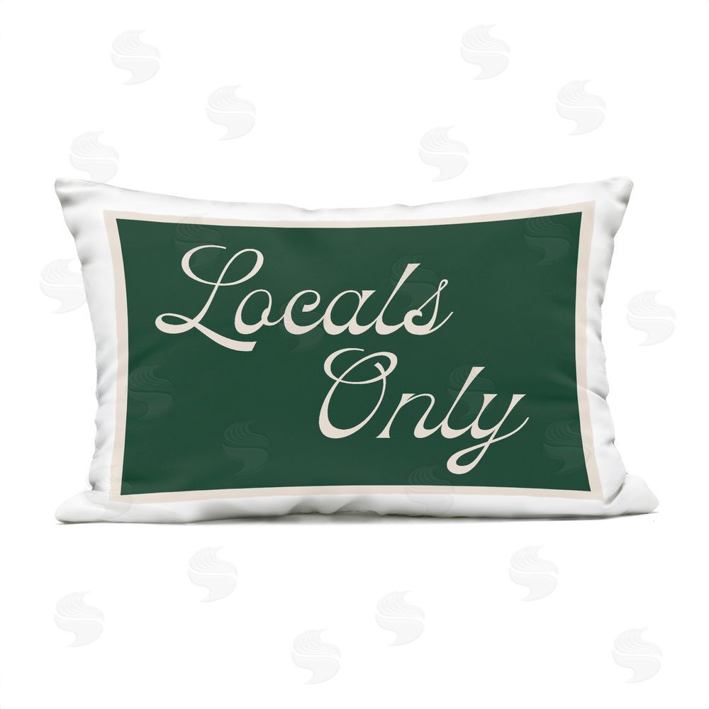 Lil' Rue Locals Only Green Script Outdoor Quick-Dry Polyester Lumbar Pillow