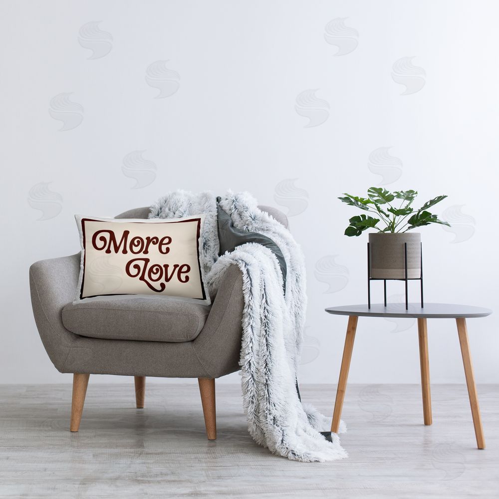 Lil' Rue More Love Vintage Script Plush Polyester Printed Lumbar Pillow on Chair