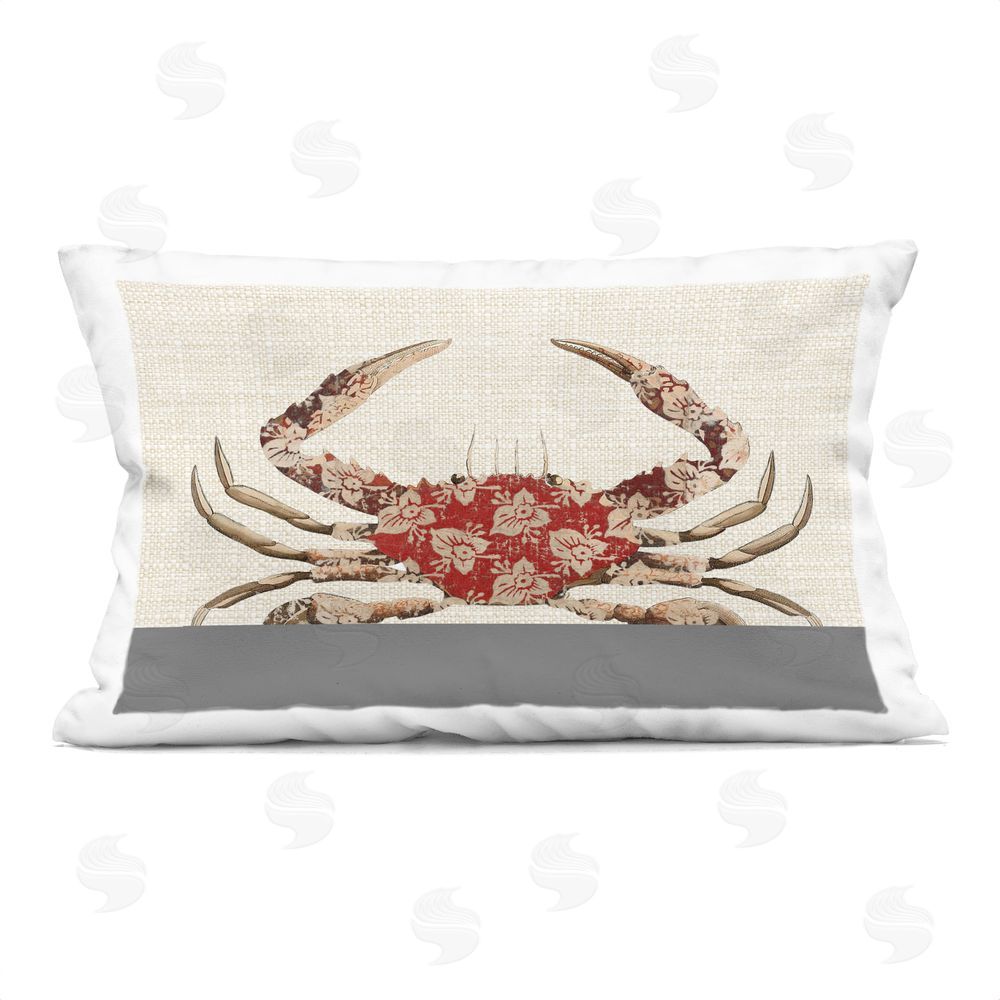 Lil' Rue Boho Patterned Crab Indoor Plush Polyester Lumbar Pillow