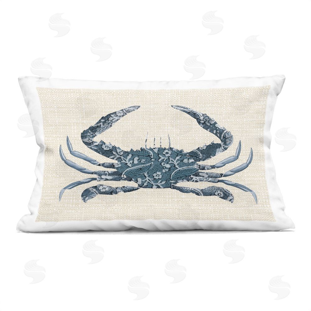 Lil' Rue Rattan & Paisley Crab Indoor Plush Polyester Lumbar Pillow