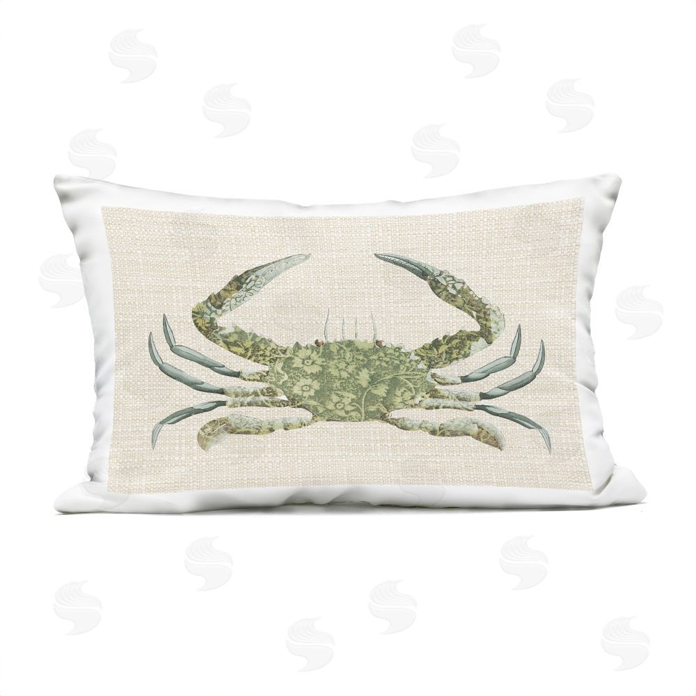 Lil' Rue Floral Boho Crab Outdoor Quick-Dry Polyester Lumbar Pillow