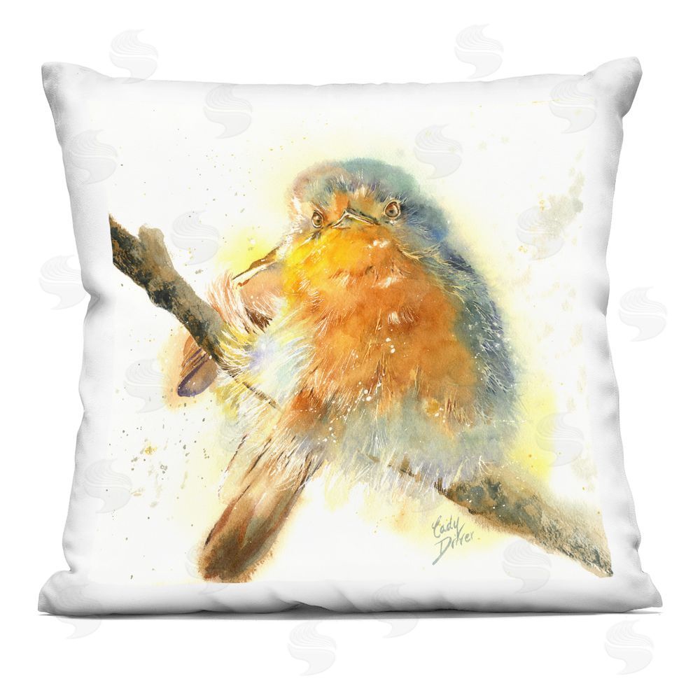 Cady Driver Glowing Sunlit Song Bird Indoor Plush Polyester Square Throw Pillow