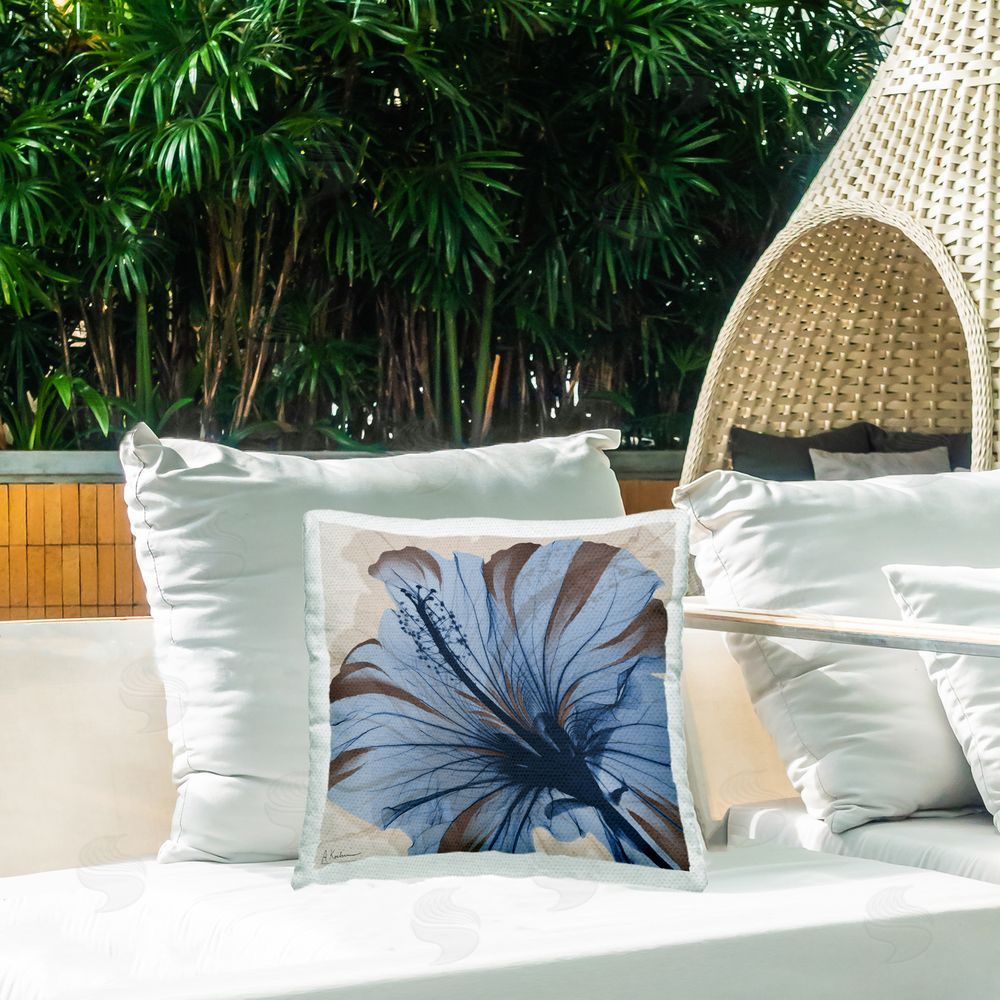 Albert Koetsier Sapphire Change Bloom Outdoor Quick-Dry Polyester Printed Square Pillow on Patio