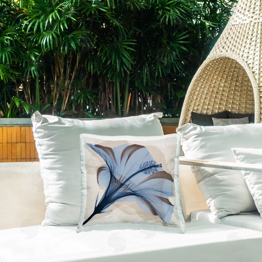 Albert Koetsier Blooming Sapphire Flower Outdoor Quick-Dry Polyester Printed Square Pillow on Patio
