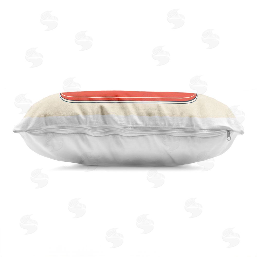Acorn & Ivory Designs Vintage Sardines Can Indoor Plush Polyester Lumbar Pillow Zipper Detail