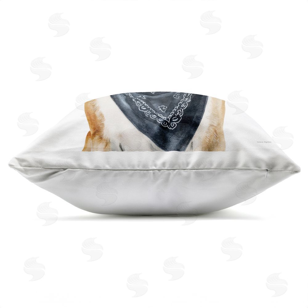 Svetlana Aleynikova Cowboy Bulldog with Hat & Bandana Outdoor Quick-Dry Polyester Square Throw Pillow Zipper Detail