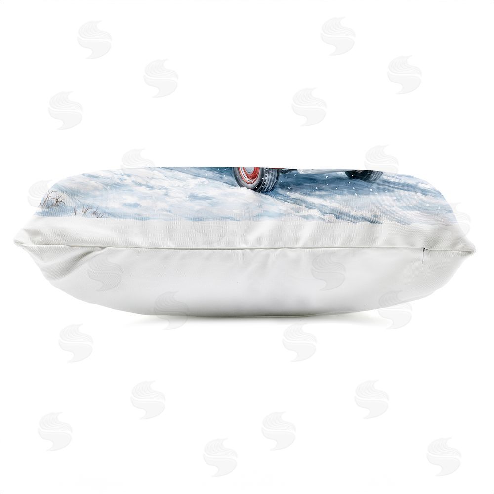 Imagine It Images Festive Winter Truck & Dogs Outdoor Quick-Dry Polyester Lumbar Pillow Zipper Detail