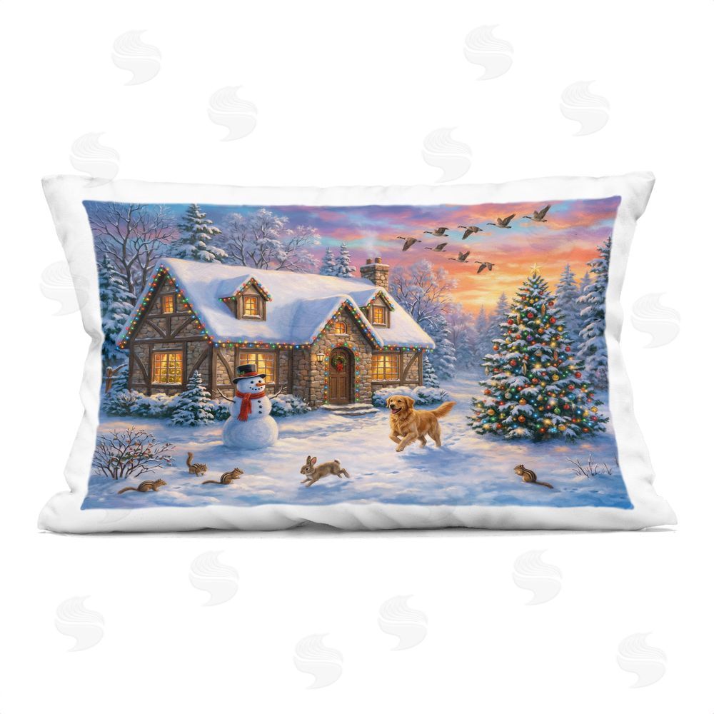 Imagine It Images Animals & Winter Stone Cottage Indoor Plush Polyester Lumbar Pillow