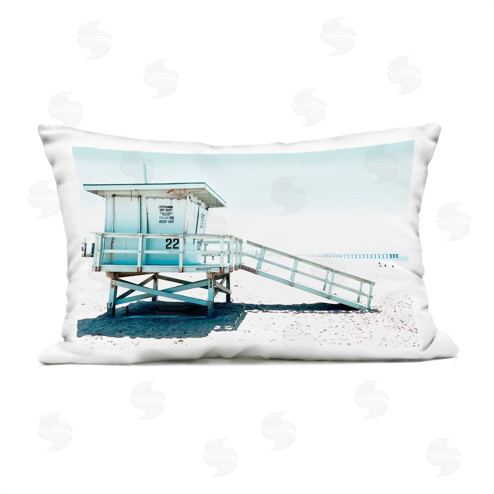 Noah Bay Turquoise Beach Hut Outdoor Quick-Dry Polyester Lumbar Pillow