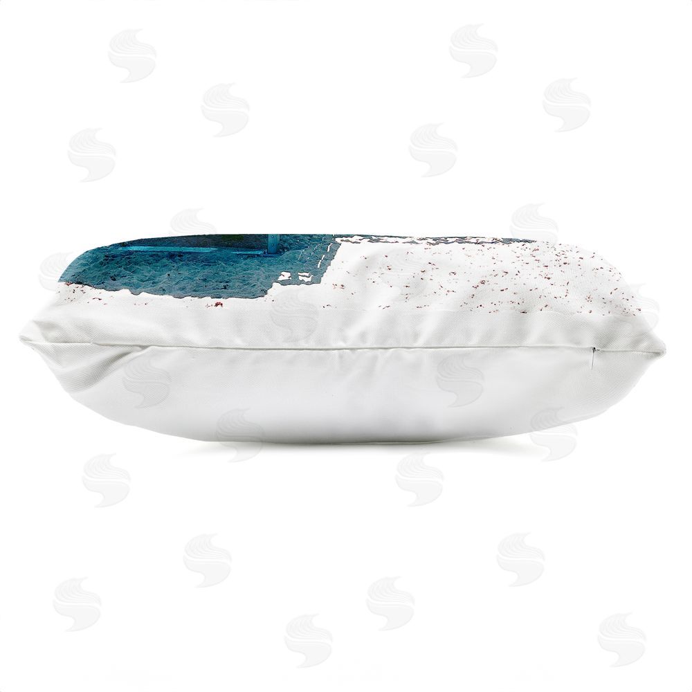 Noah Bay Turquoise Beach Hut Outdoor Quick-Dry Polyester Lumbar Pillow Zipper Detail