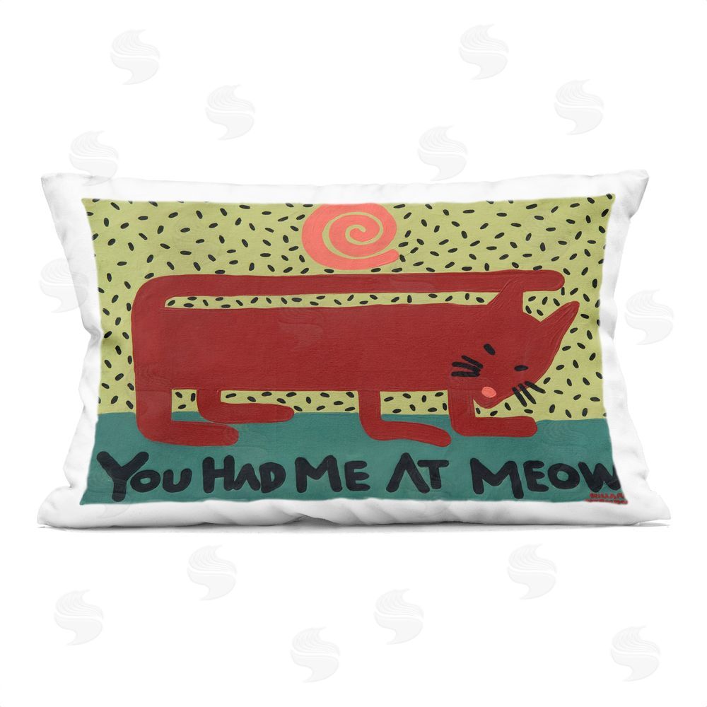 Hillary Vermont Had Me At Meow Indoor Plush Polyester Lumbar Pillow