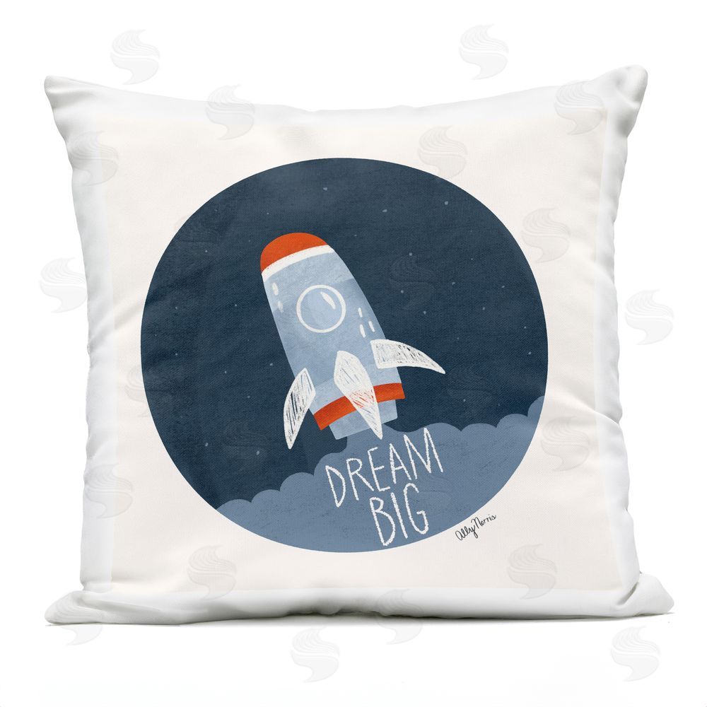Allyson Norris Dream Big Rocket Ship Outdoor Quick-Dry Polyester Square Throw Pillow