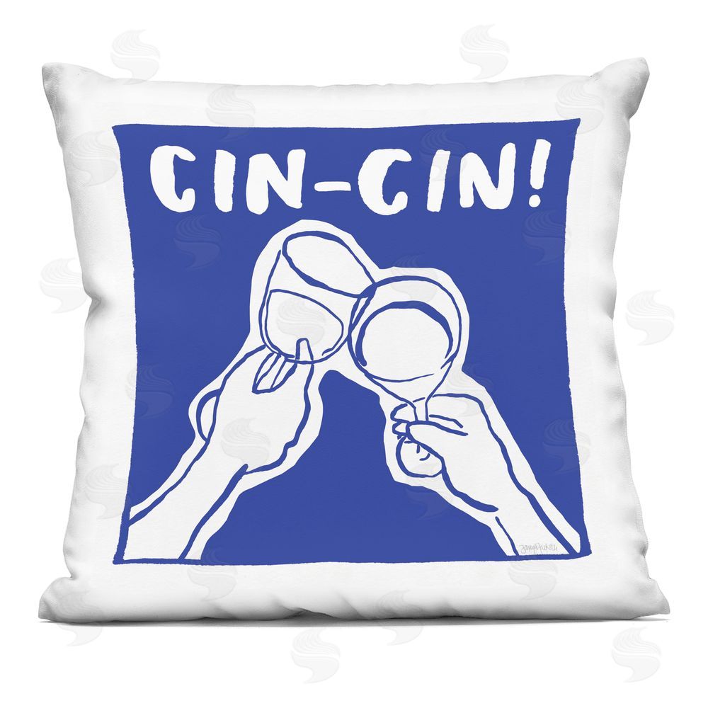 Jenaya Jackson Cocktail Party Cheers on Blue Indoor Plush Polyester Square Throw Pillow