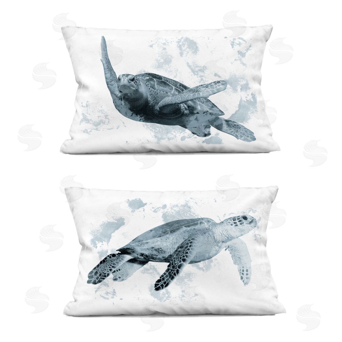 Marcus Prime Blue Weathered Turtle Portraits Plush Polyester Art Print Pillow