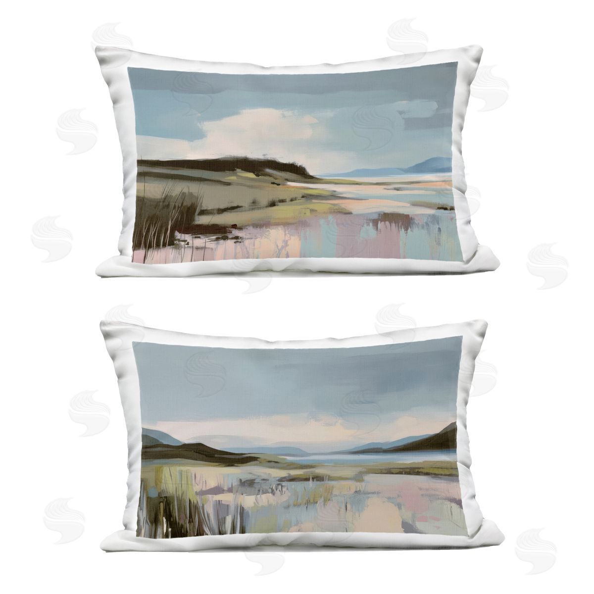 Elara Yasna Verdant Coastal Waters Plush Polyester Art Print Pillow