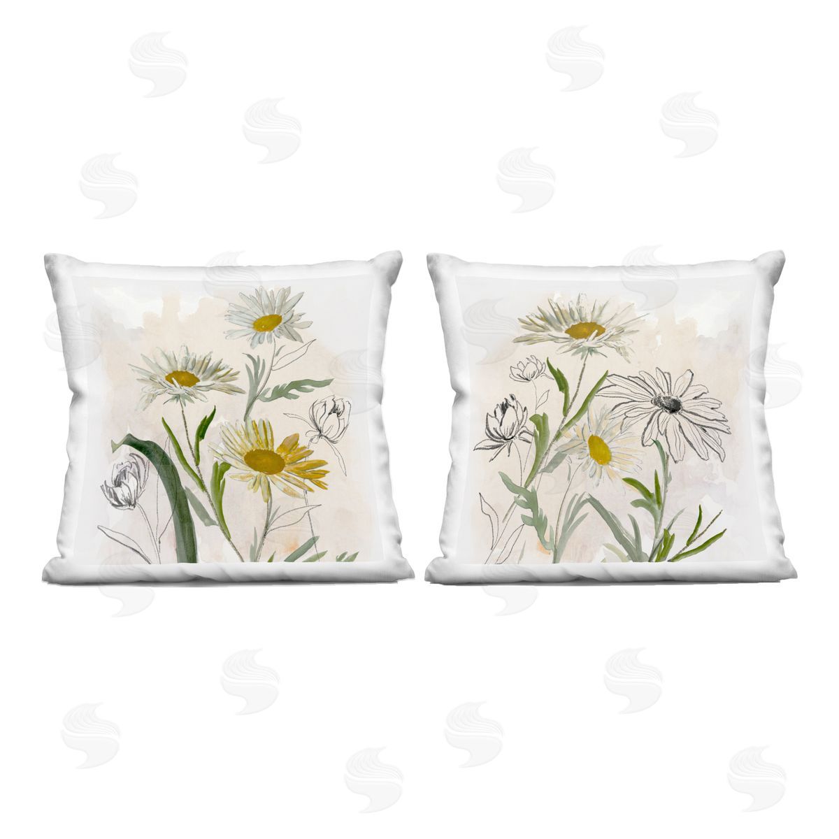 Jacob Q Pure and Simple Daisies Plush Polyester Art Print Pillow