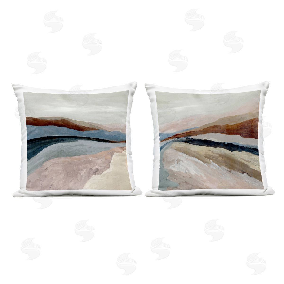 Jacob Q Neutral Harmonious Landscapes Plush Polyester Art Print Pillow