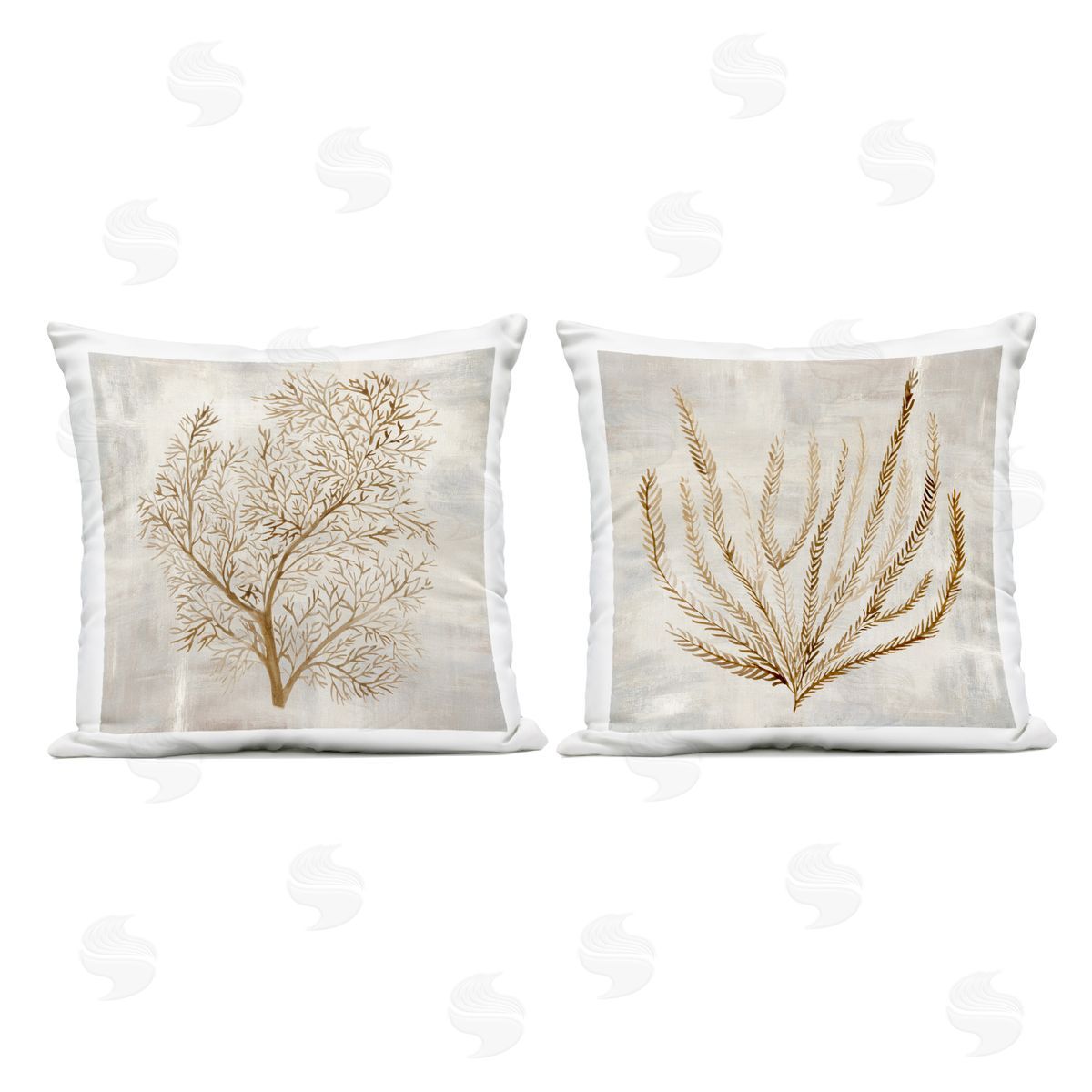 Hannah Dawson Beige Tides Coral Branches Plush Polyester Art Print Pillow