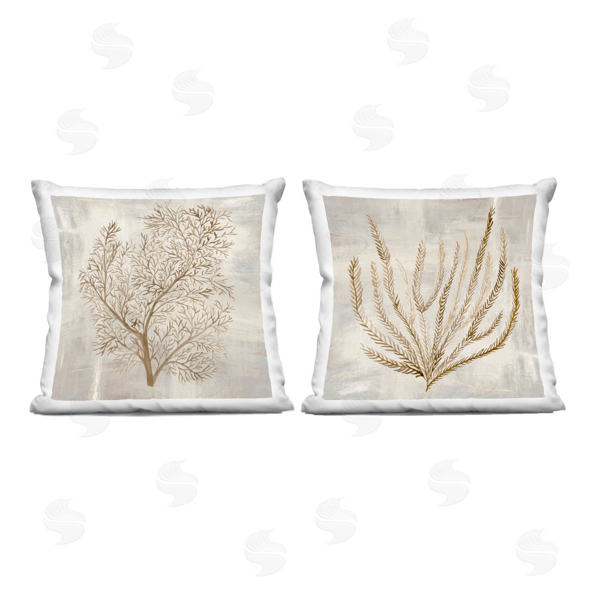 Hannah Dawson Beige Tides Coral Branches Plush Polyester Art Print Pillow