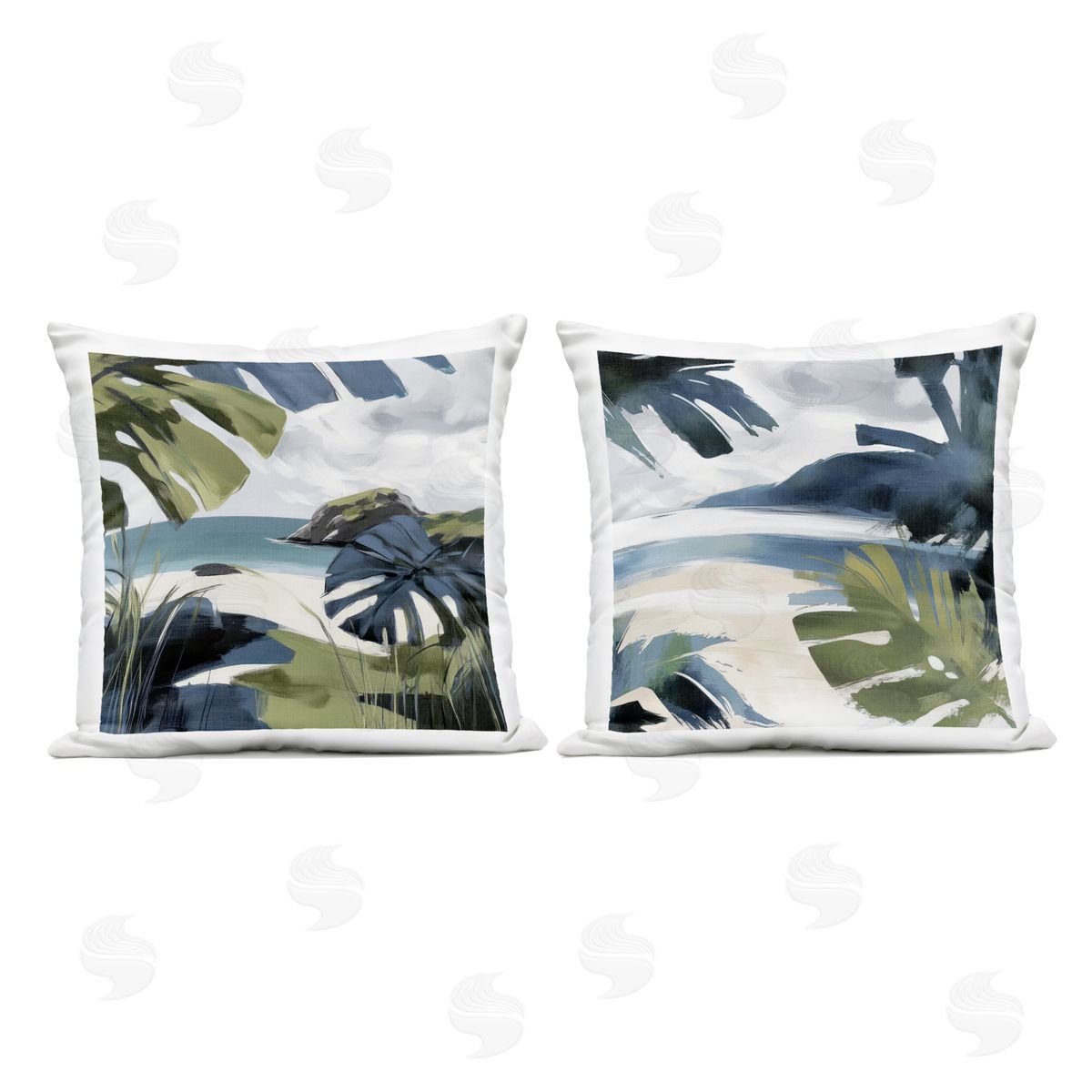 Elara Yasna Tropical Vibes Beach Scenes Plush Polyester Art Print Pillow